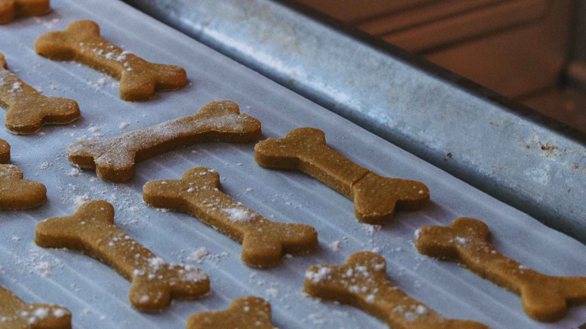 Variety of dog-friendly treats on a plate, showcasing safe alternatives to goldfish crackers for dogs.