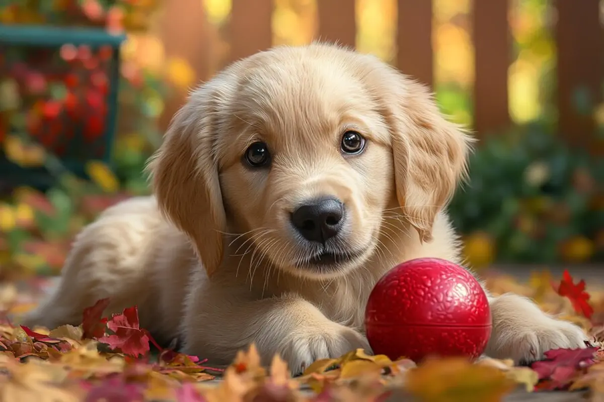 Dog with chestnuts, exploring the question 'Can Dogs Eat Chestnuts?' and the safety of feeding chestnuts to dogs.