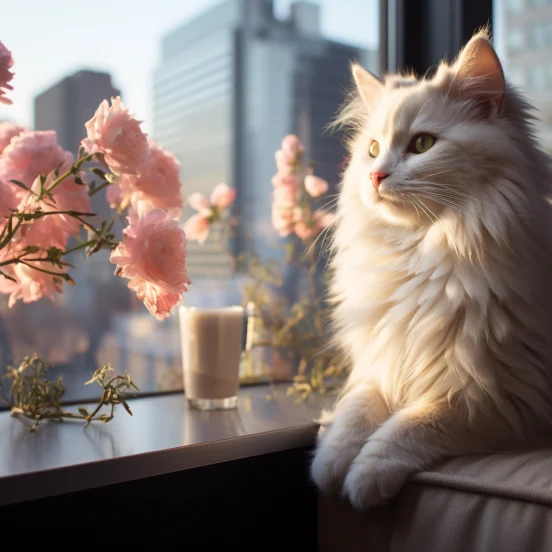 cute kitten sitting window sill enjoying nature beauty generated by artificial intelligence